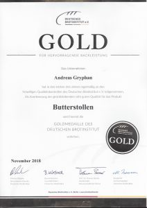Zertifikat Butterstollen 2018